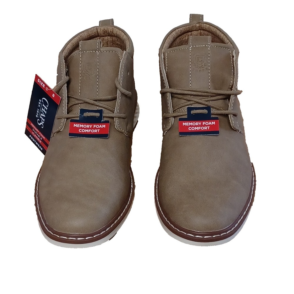 New Chaps Chuck Chukka Preppy Casual Boots Brown Memory Foam Flexible Men's Sz 8